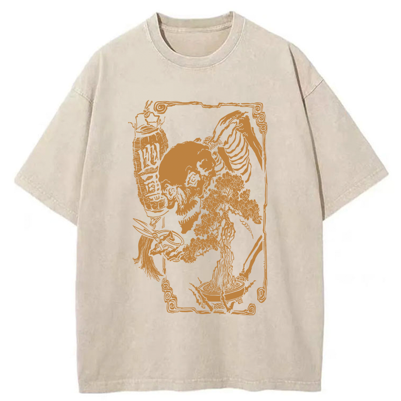   Bonsai Enthusiast Skeleton Washed T-Shirt