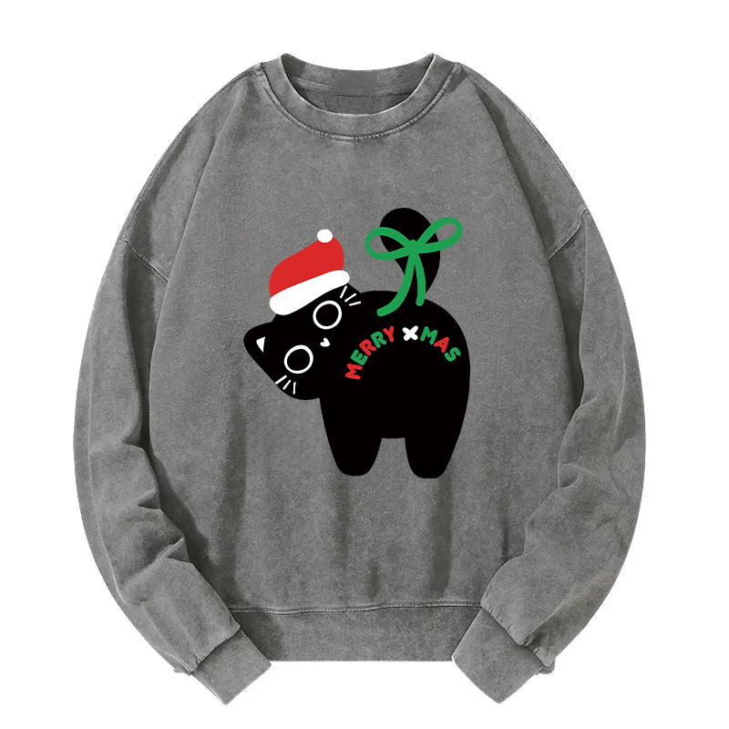 Funny Merry Xmas Cat Washed Sweatshirt