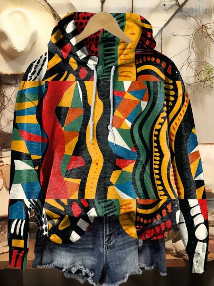 Colorful Kenyan Style Prints Casual Hoodie