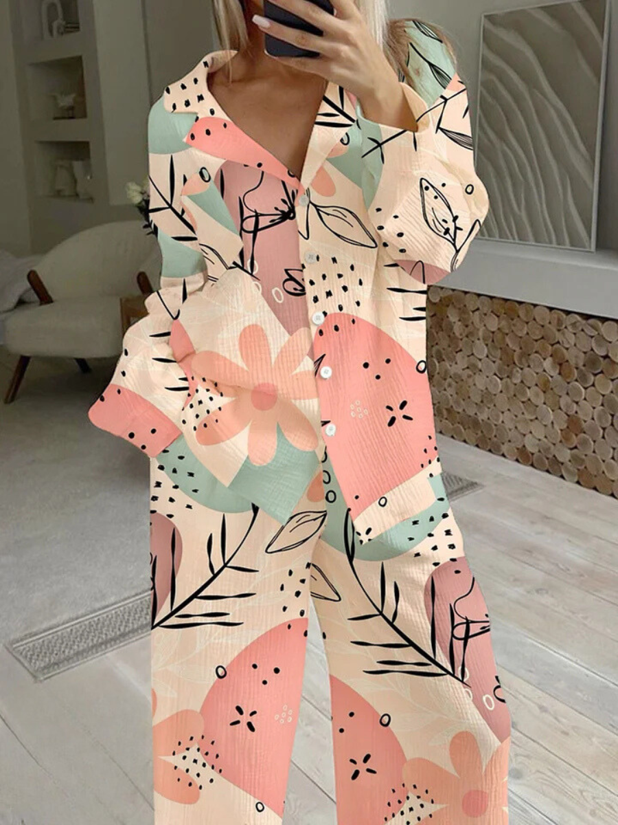 Women's Floral Print Casual Homewear Set
