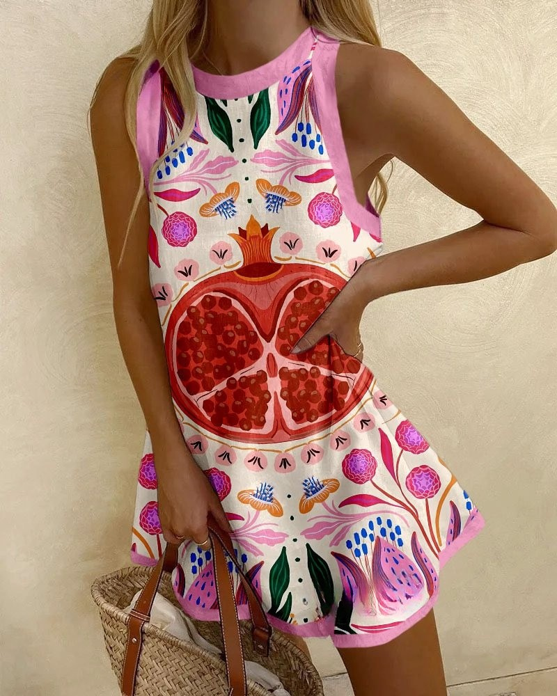 Fun Guava Print Mini Dress
