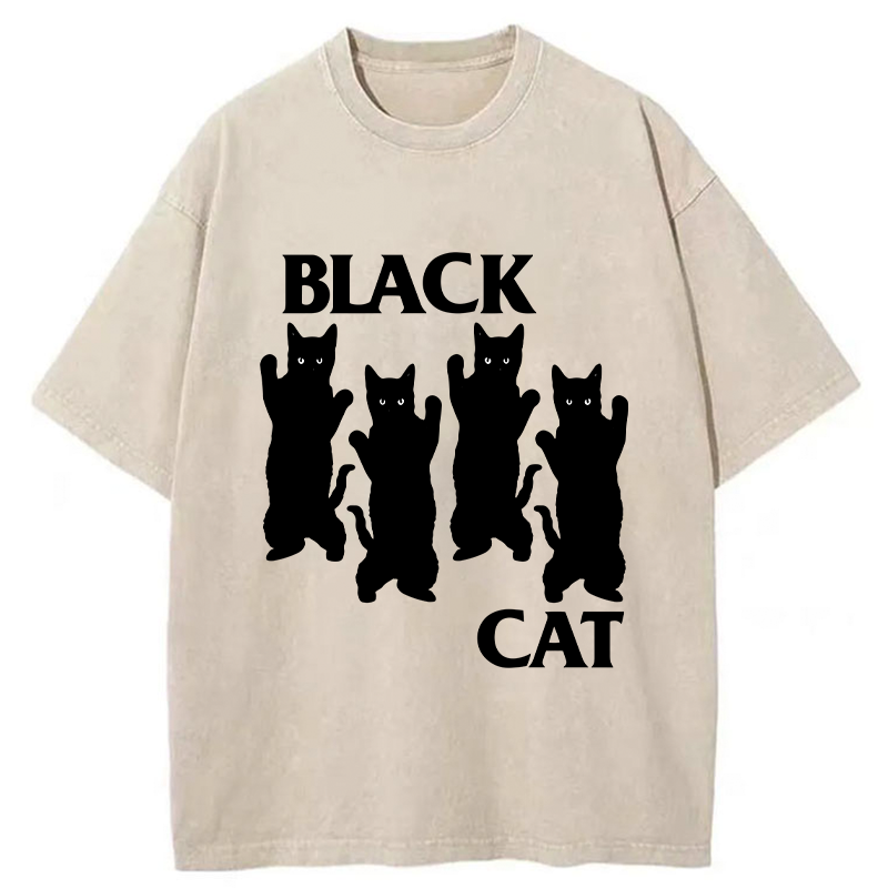   Four Black Cats Washed T-Shirt