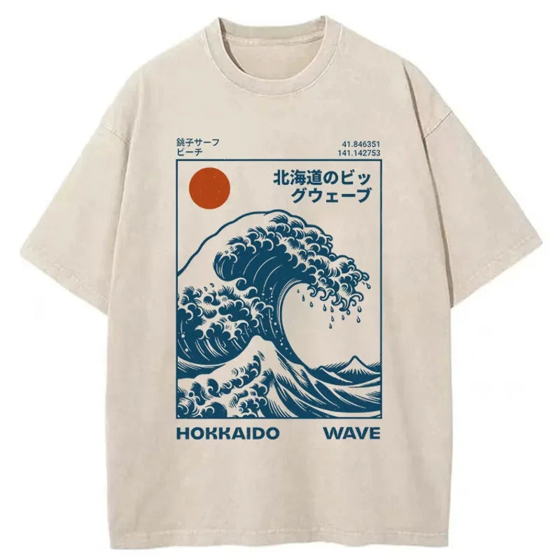 Hokkaido Wave Japan Washed T-Shirt