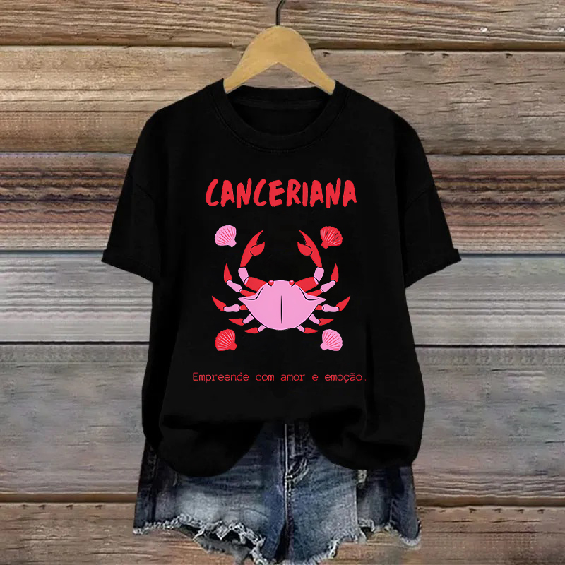 Cotton Cartoon Crab Printed T-shirt