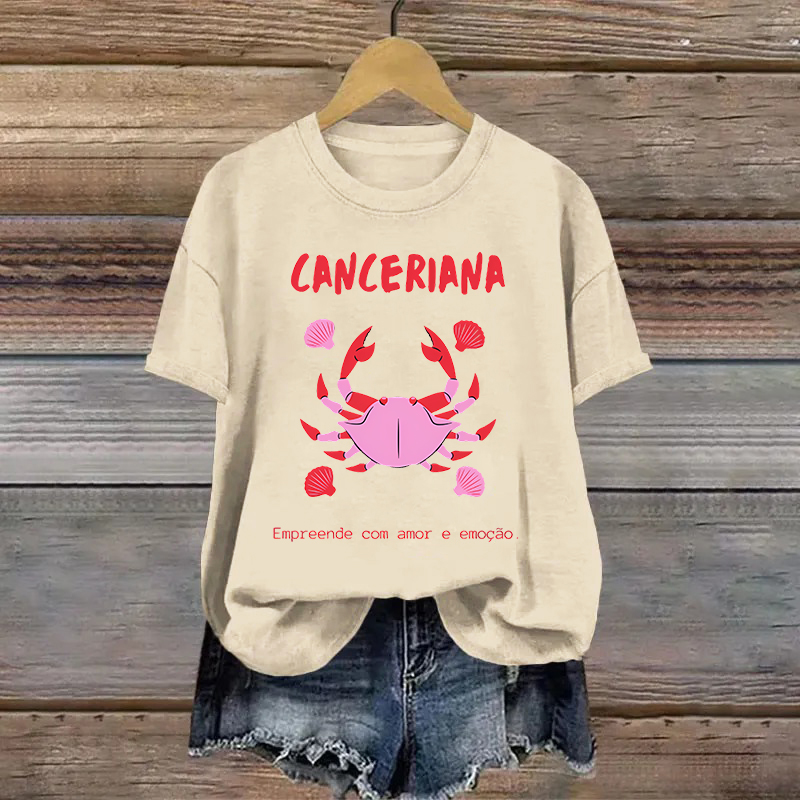 Cotton Cartoon Crab Printed T-shirt