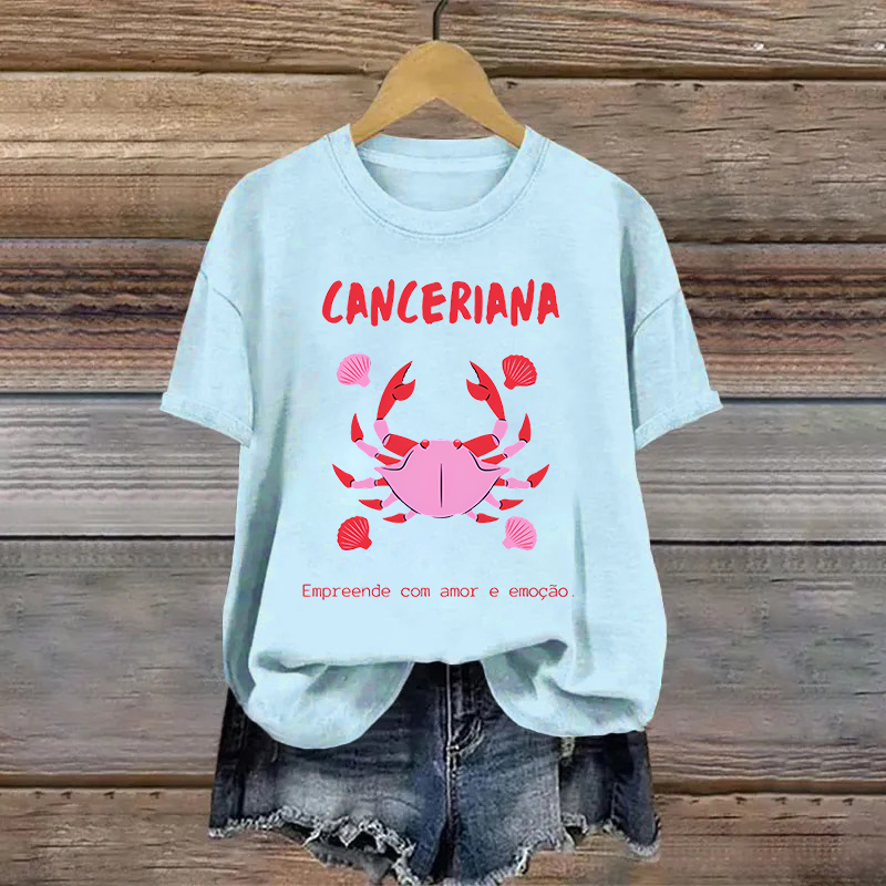 Cotton Cartoon Crab Printed T-shirt