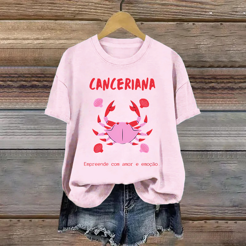 Cotton Cartoon Crab Printed T-shirt