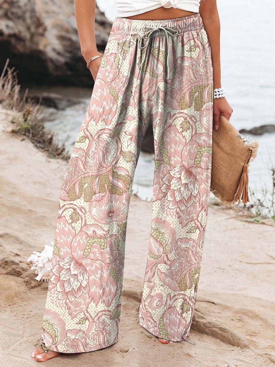 Women's Vintage Floral Art Printed Casual Pants