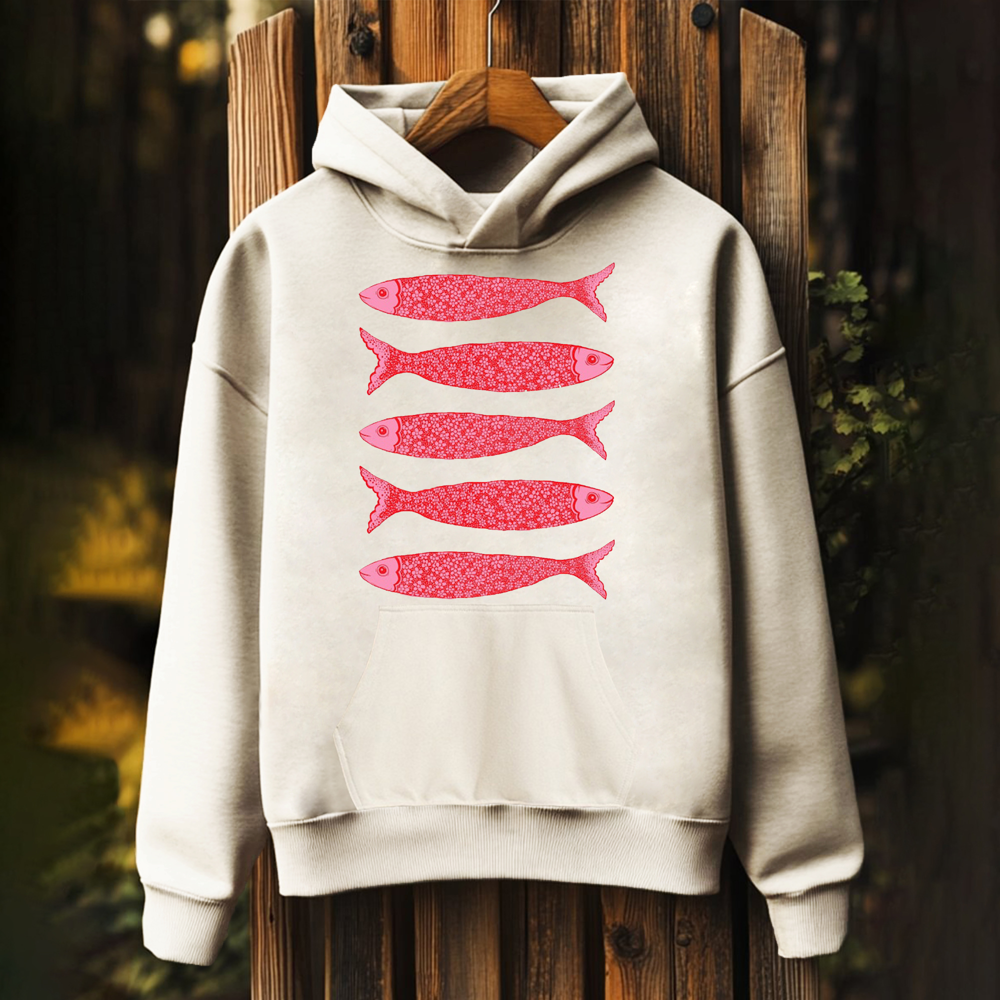 Unisex Vintage Fish Print Hoodies