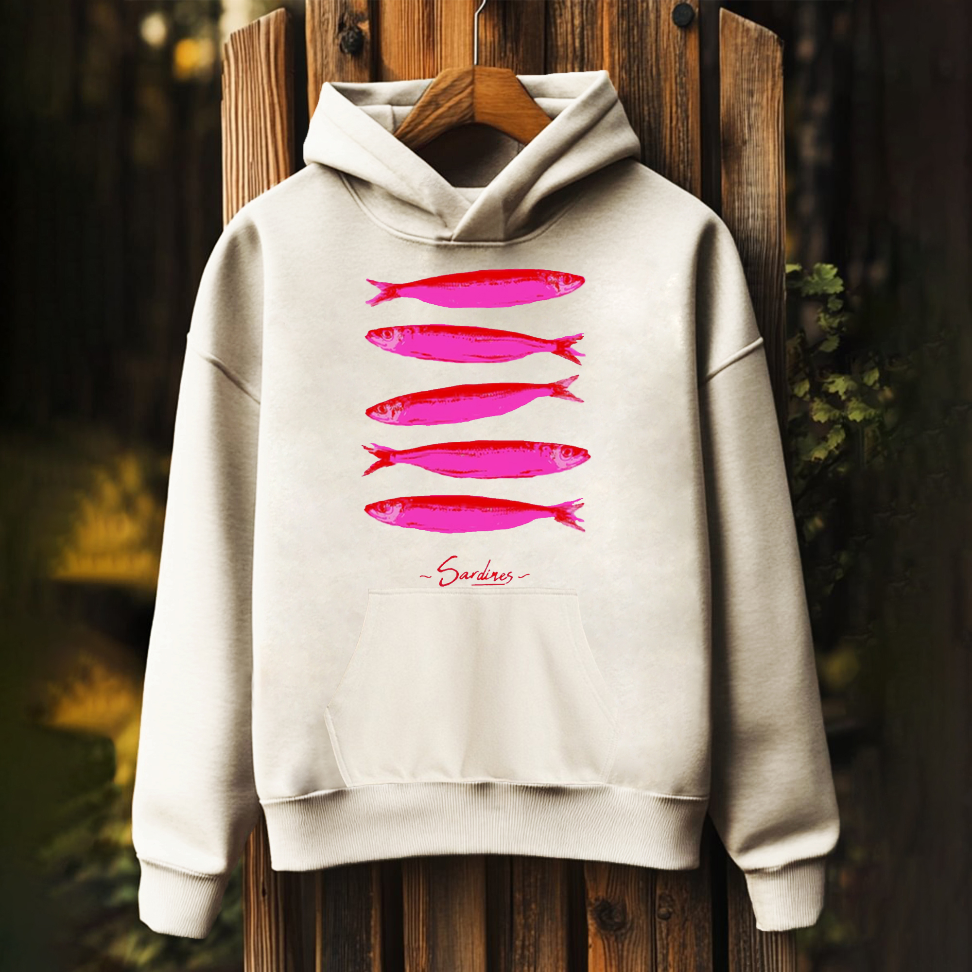 Unisex Sardines Print Hoodies