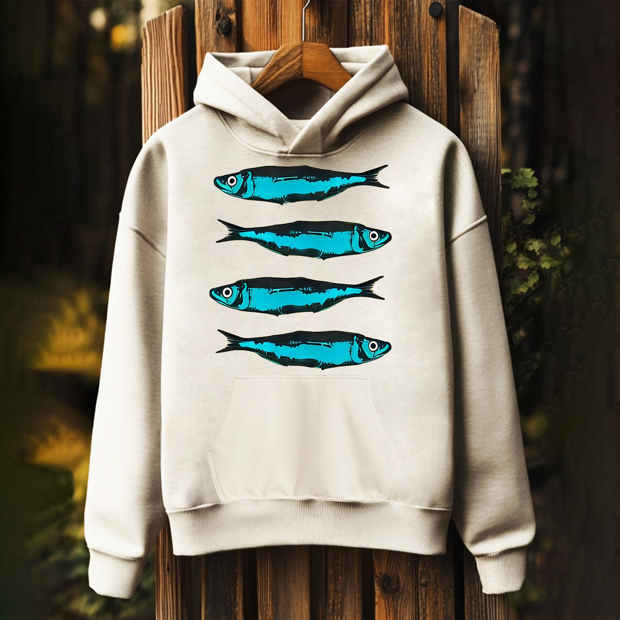 Unisex Sardines Print Hoodies