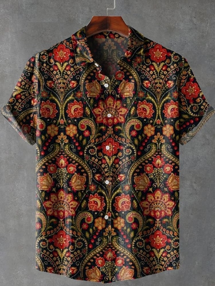 Vintage Floral Print Casual Shirt