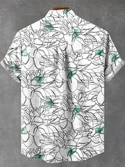 Vintage Simple Abstract Line Flowers Art Print Casual Shirt
