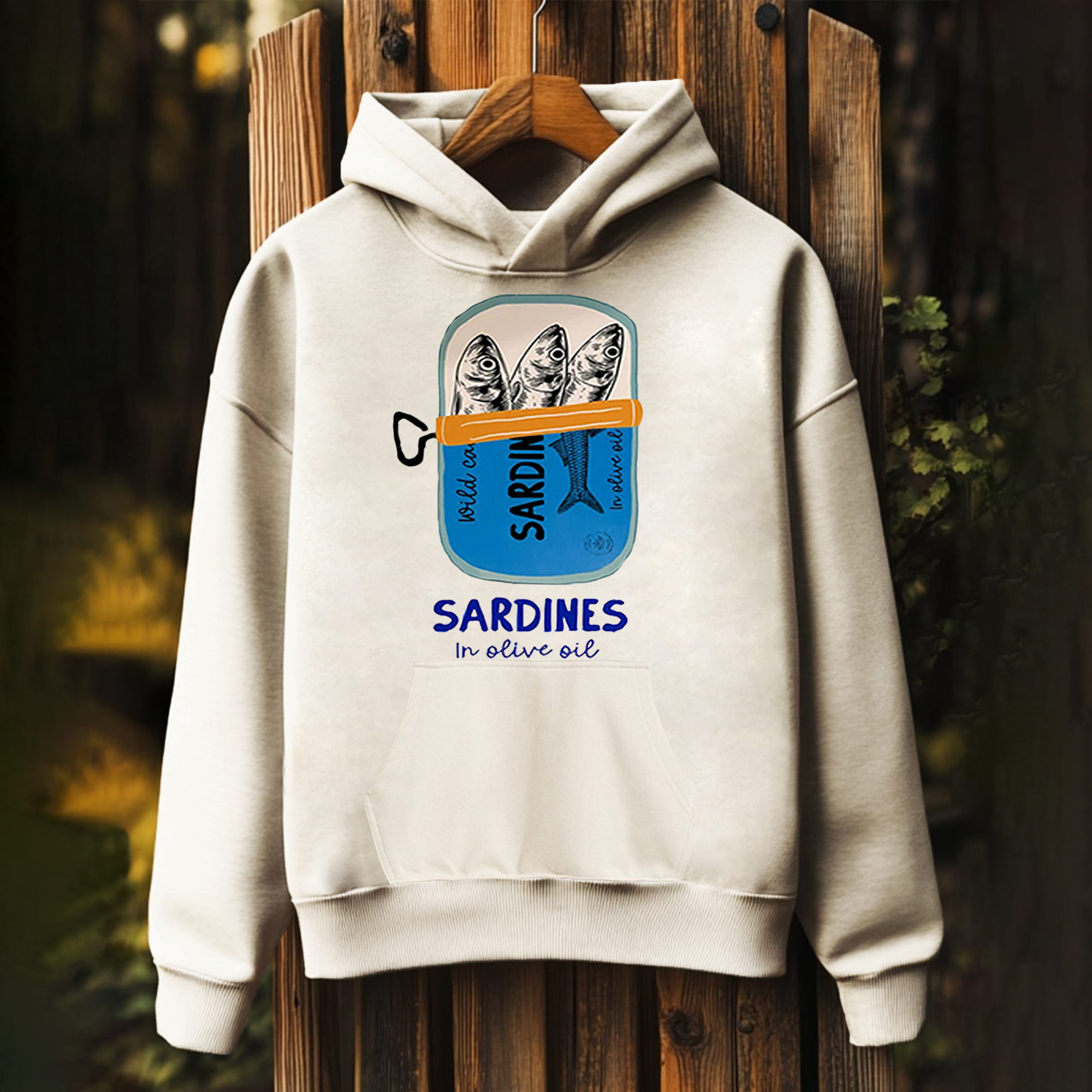 Unisex Canned Sardines Print Hoodies