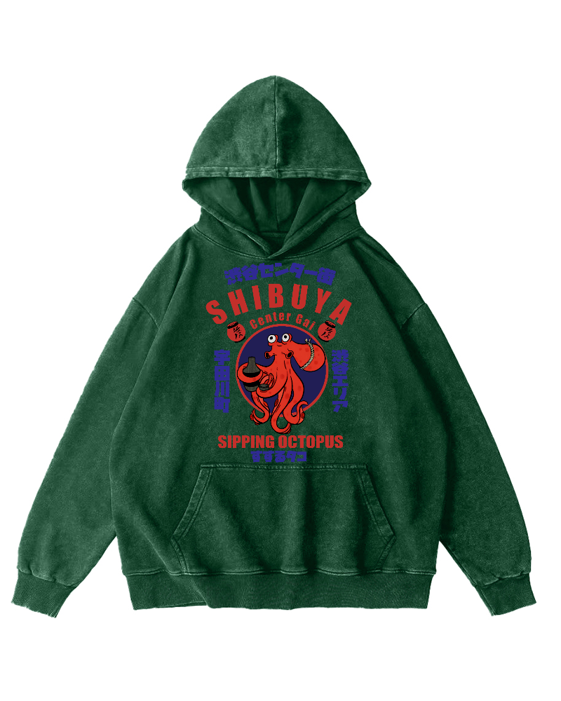 Shibuya Center Street Octopus Vintage Washed Hoodie