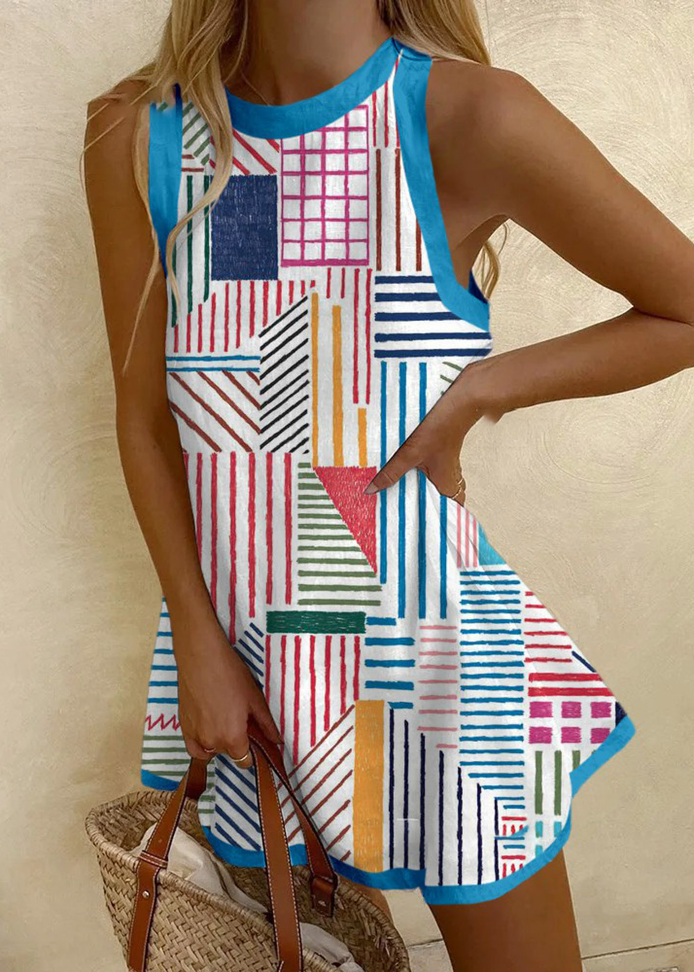 Irregular Line Print Dress