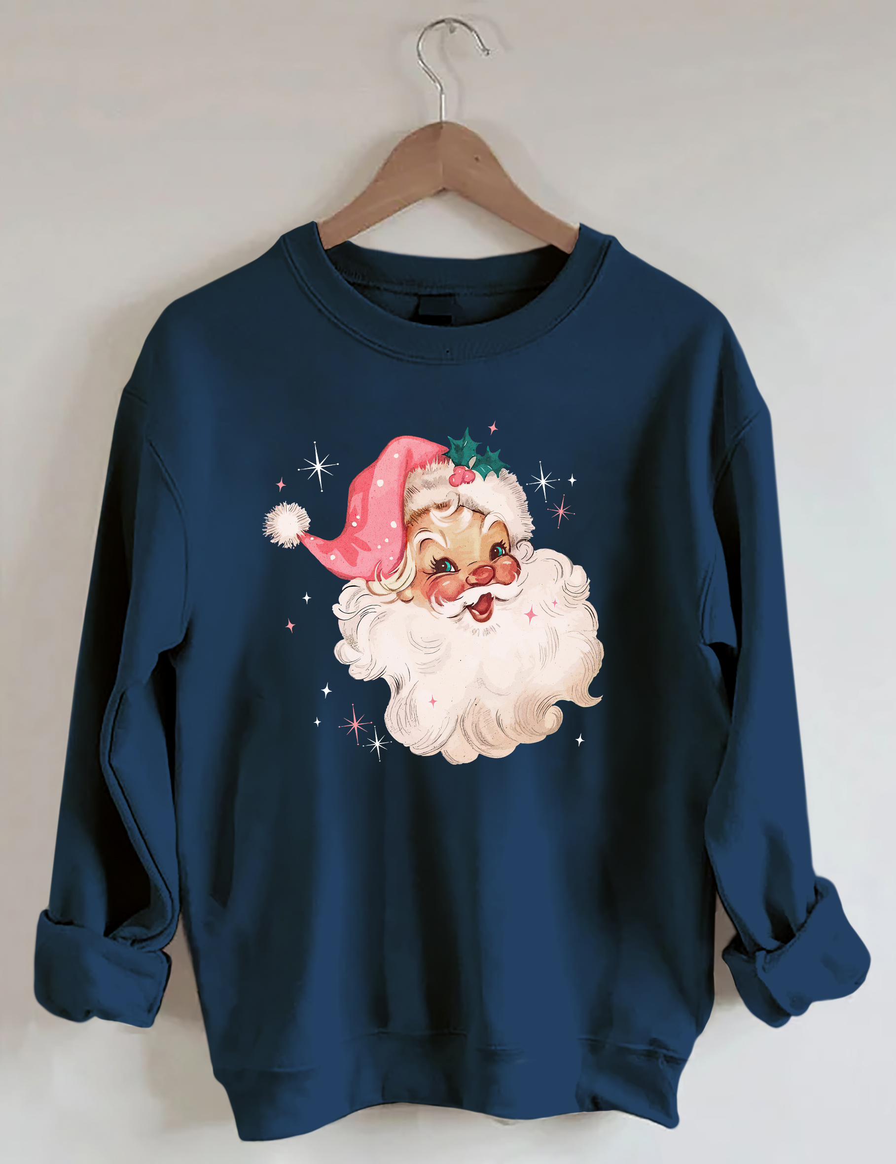 Retro Pink Santa Christmas Sweatshirt