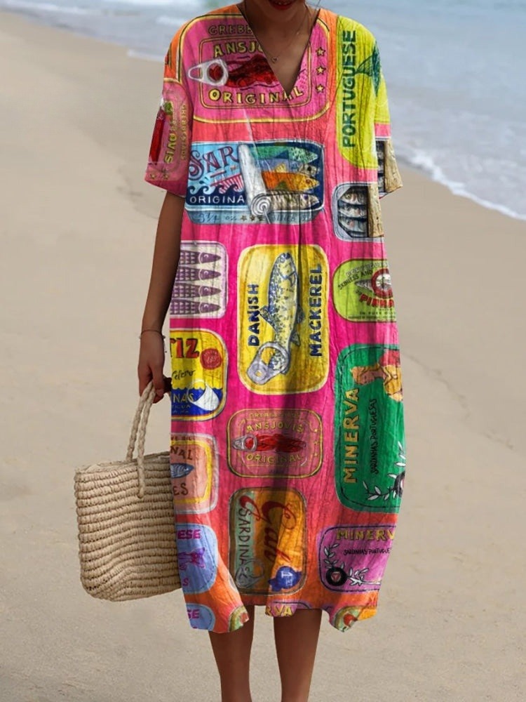 Women's Fish Art Print Casual Dress