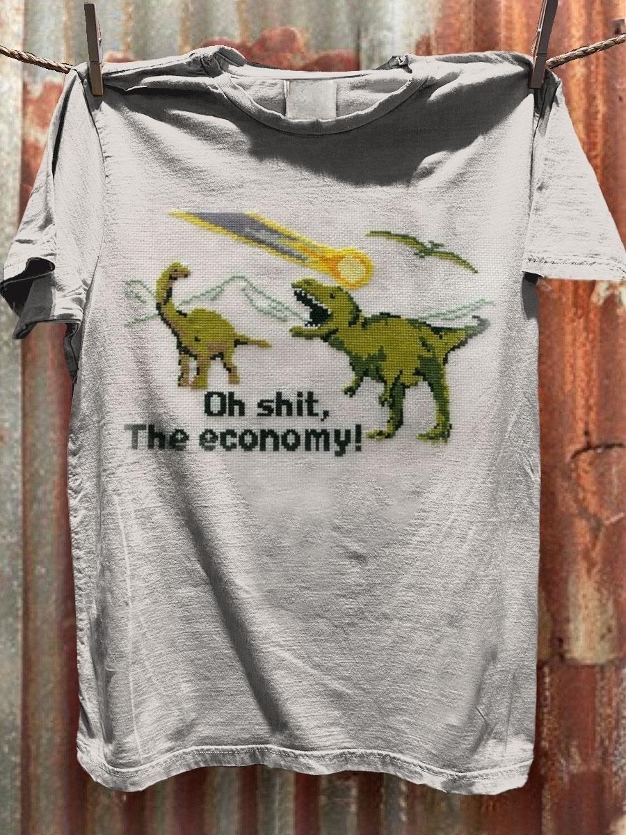 Oh Shit Funny Art Print Casual Shhort Sleeve T-shirt