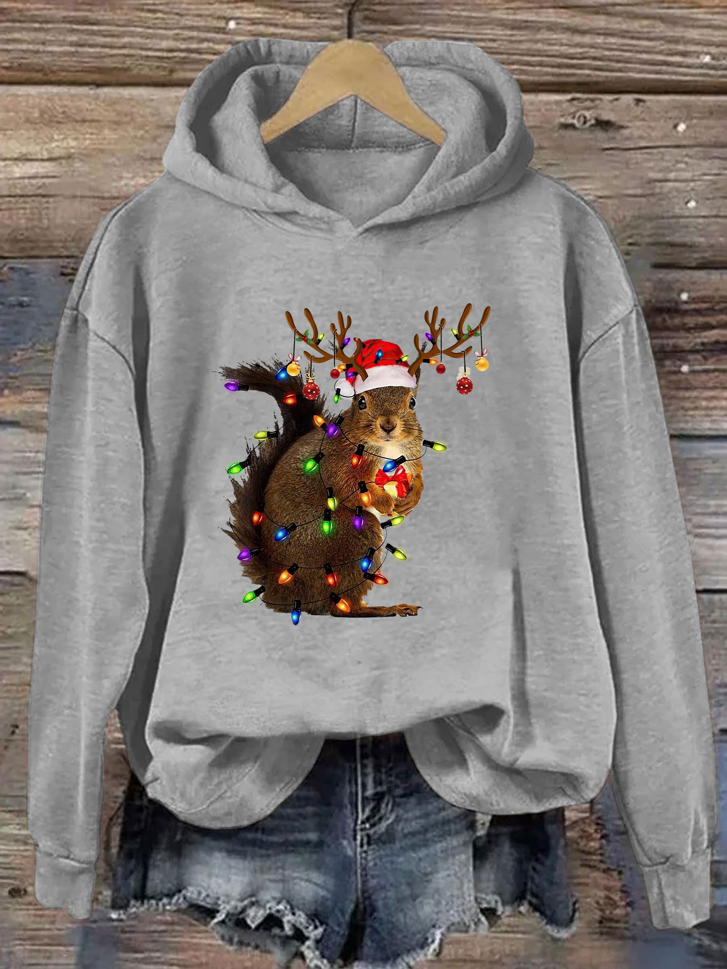 Squirrel Christmas Lights Hoodie