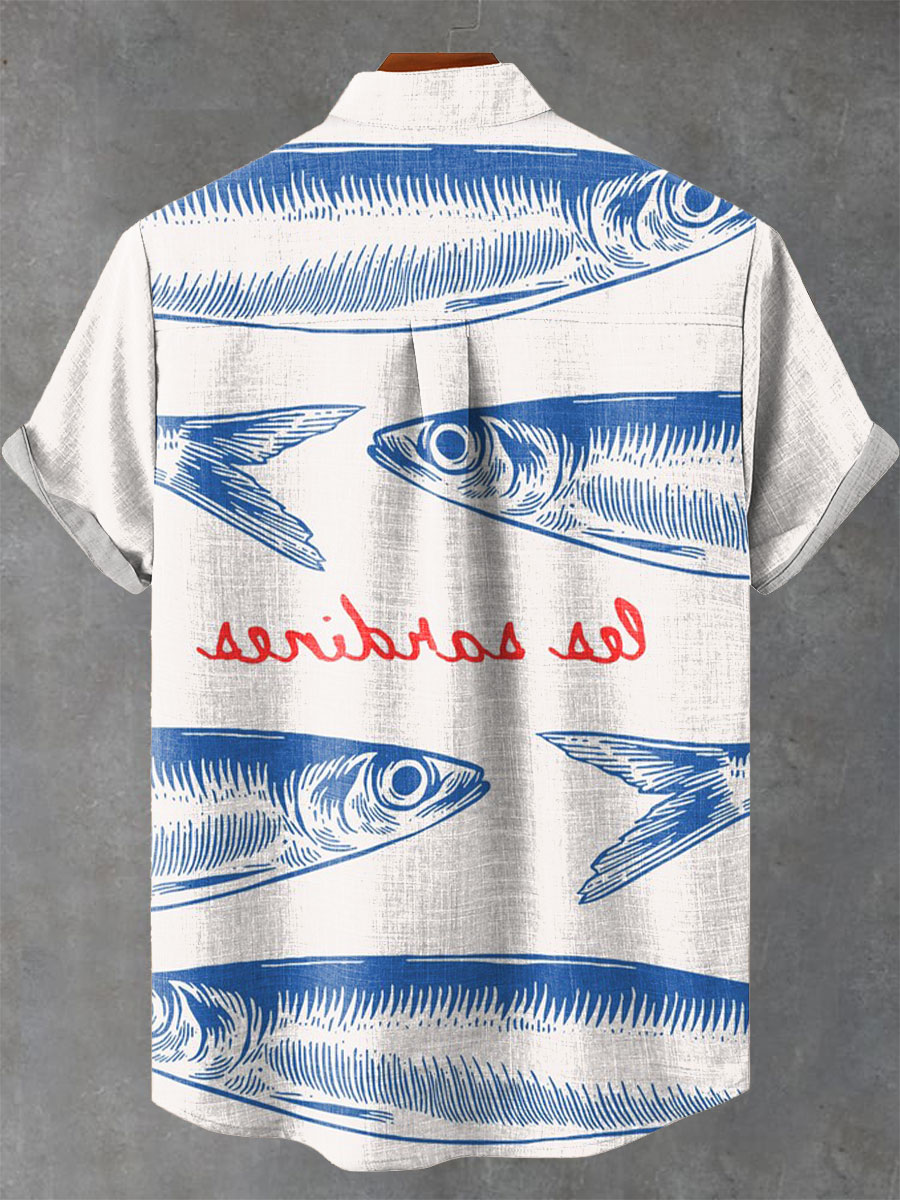 Sardines Tinned Fish Vintage Art Print Casual Shirt
