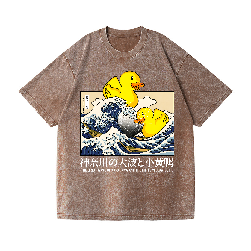Great Wave Kanagawa Duck Vintage Wash Japanese Design T-Shirt