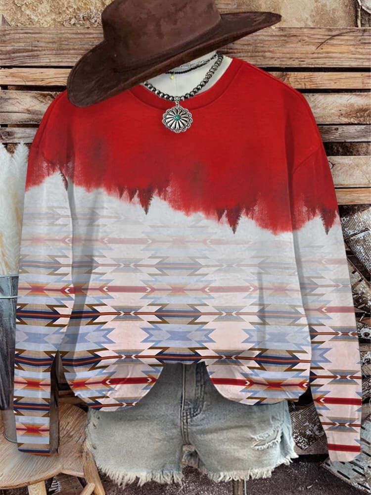 Aztac Print Casual Sweatshirt
