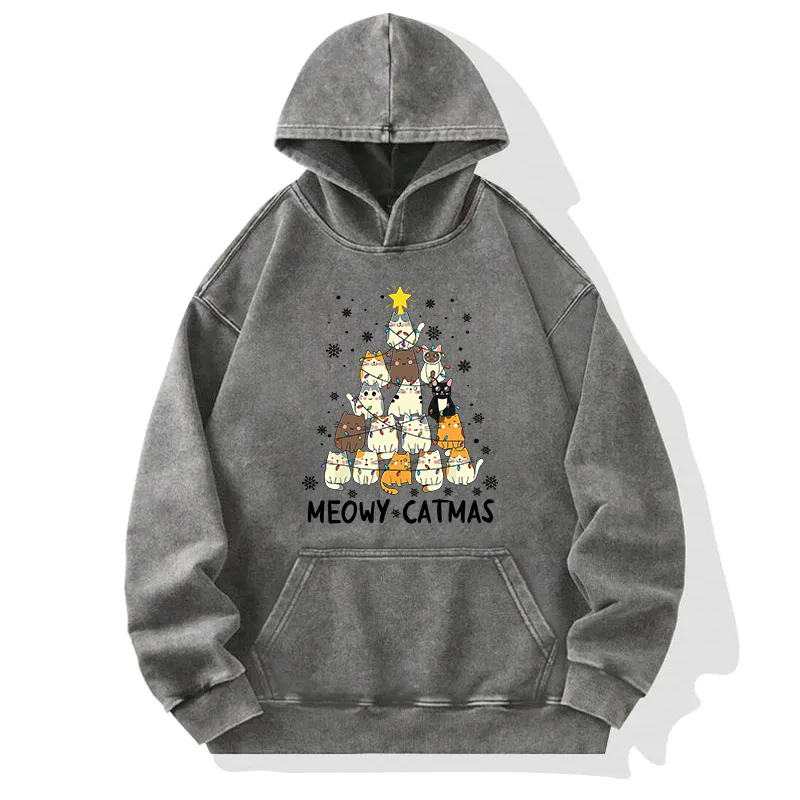 Meowy Catmas Washed Hoodie