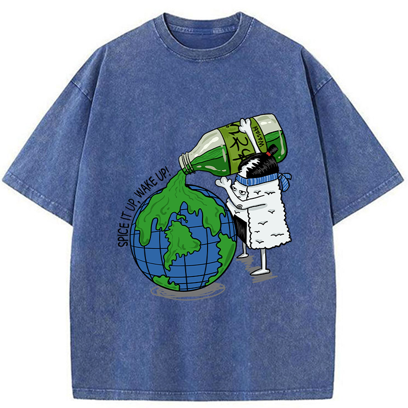   Funny Rice Ball With Wasabi Washed T-Shirt