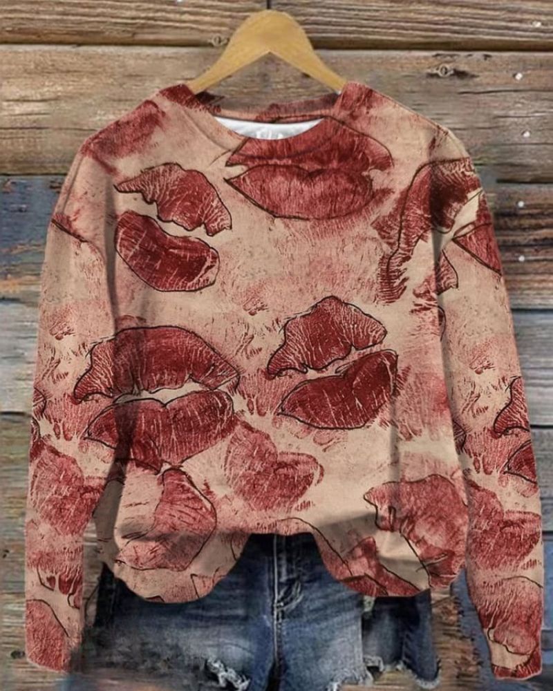 Valentine's Day Printed Casual Sweatshirt