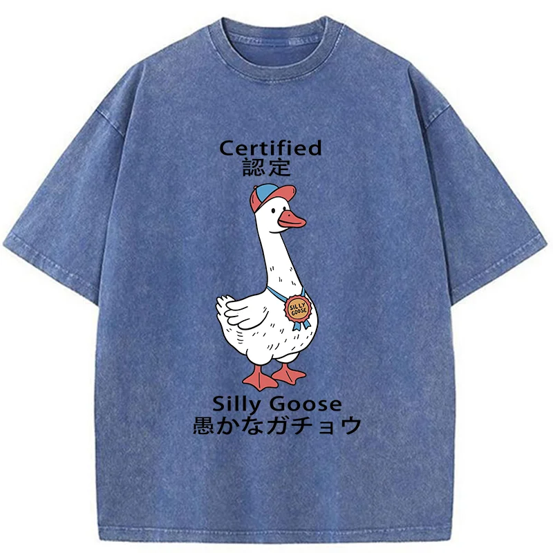 Tokyo-Tiger Certified Funny Silly Goose  Washed T-Shirt