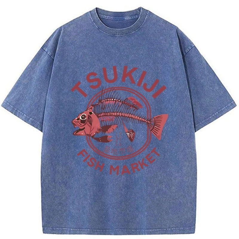 Tokyo Tsukiji Fish Market Vintage Japan Washed T-Shirt