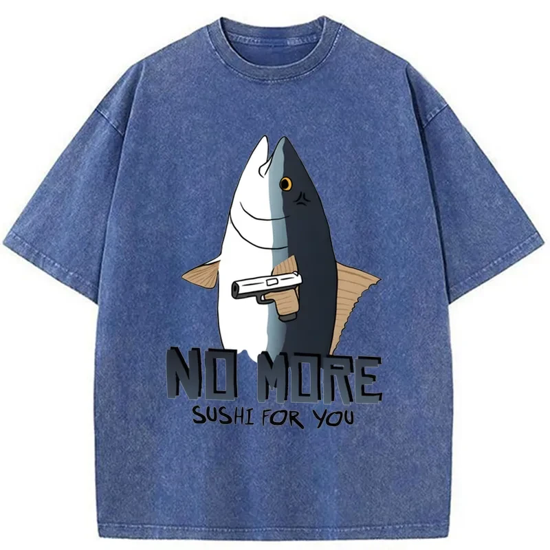   Fish With A Gun Washed T-Shirt
