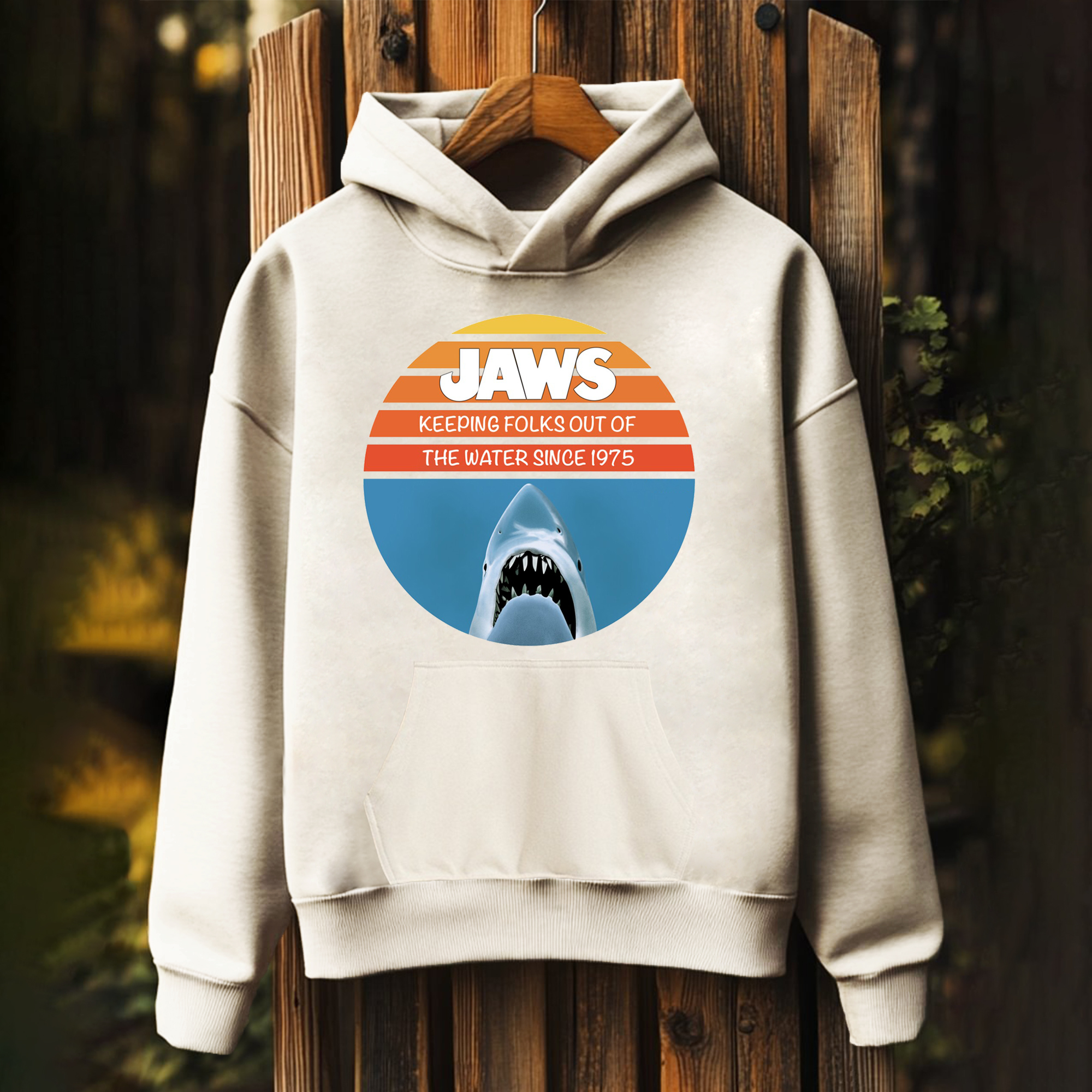 UnisexJaws Print Hoodies