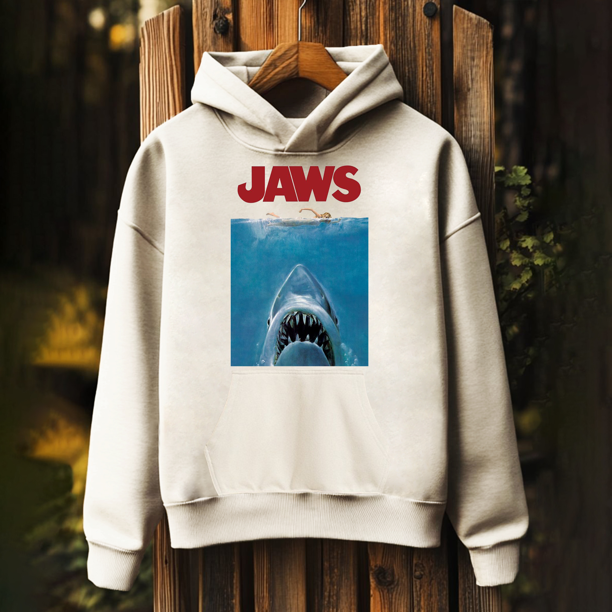 UnisexJaws Print Hoodies