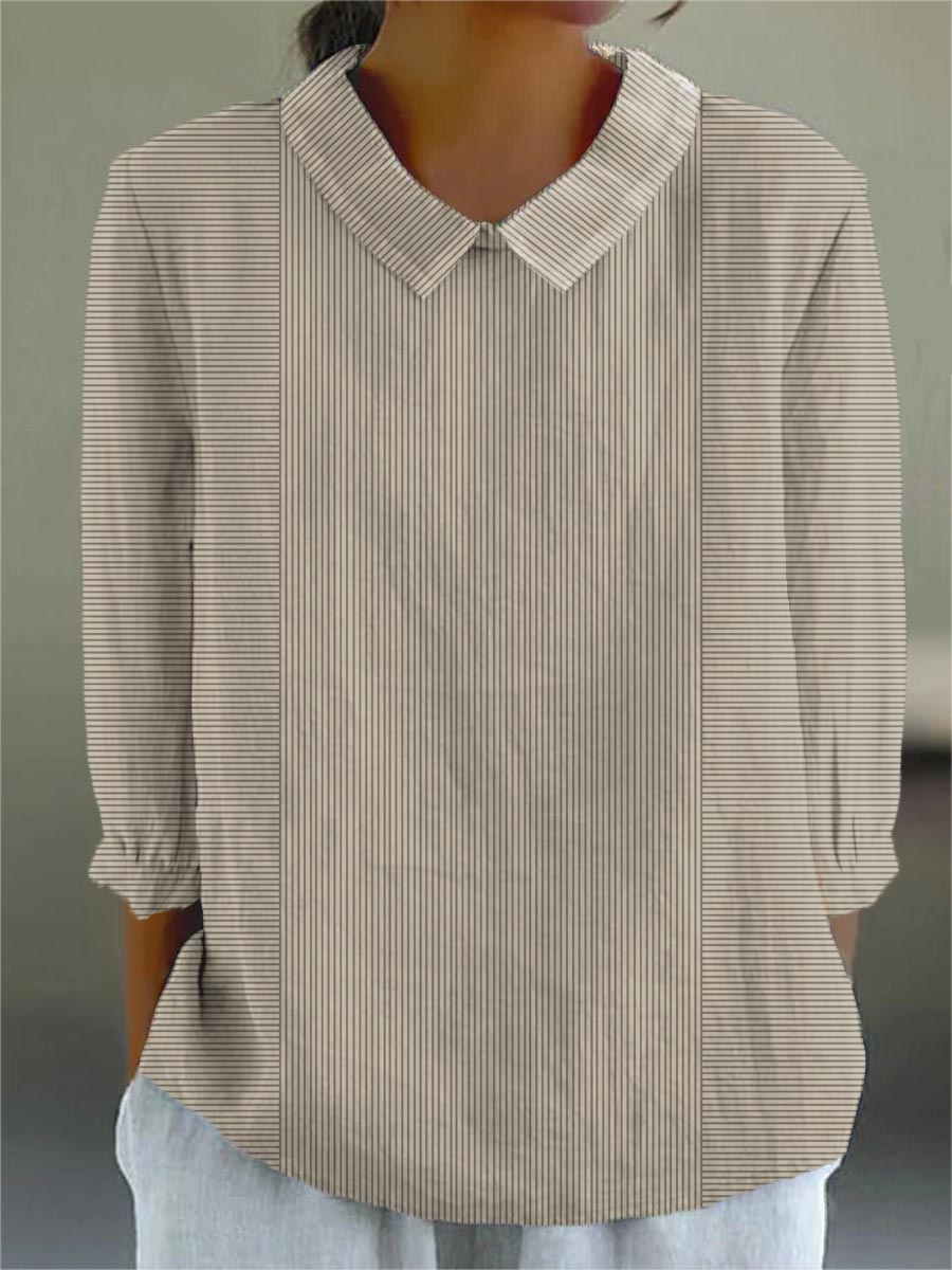 Women's Abstract Geometric Line Pattern Art Print Casual 3/4 Sleeve Shirt