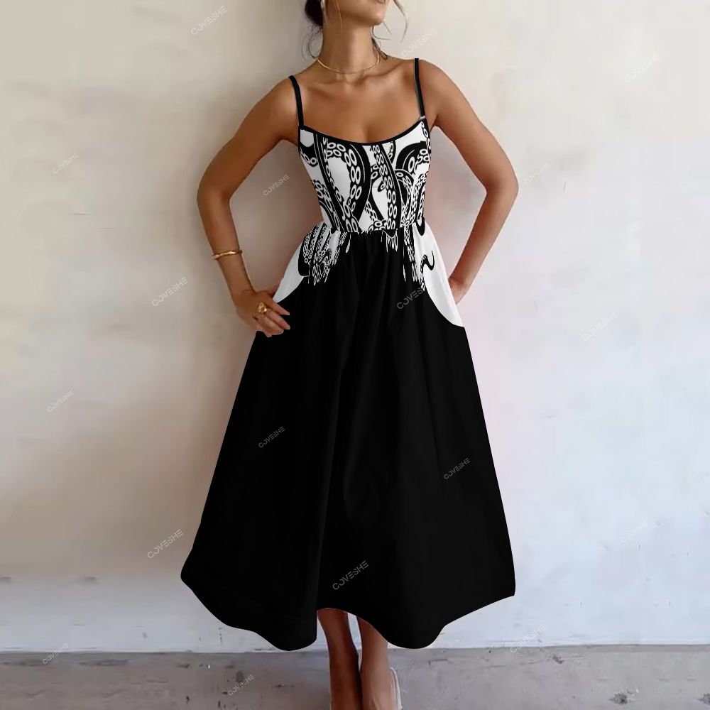 Women's Octopus Printed Slip Dress