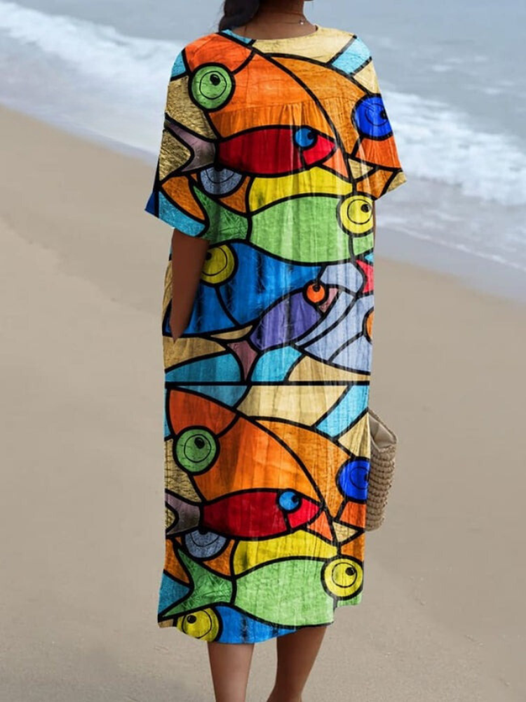 Women's Fish  Art Print  Casual Dress