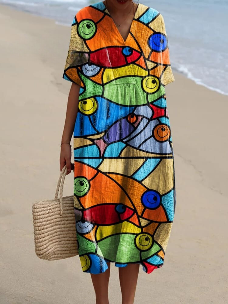 Women's Fish  Art Print  Casual Dress