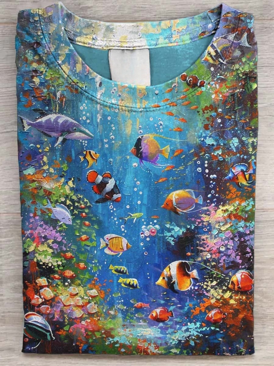 Sea World Printed Casual Short Sleeve T-Shirt