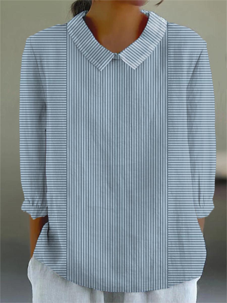 Women's Abstract Geometric Line Pattern Art Print Casual 3/4 Sleeve Shirt