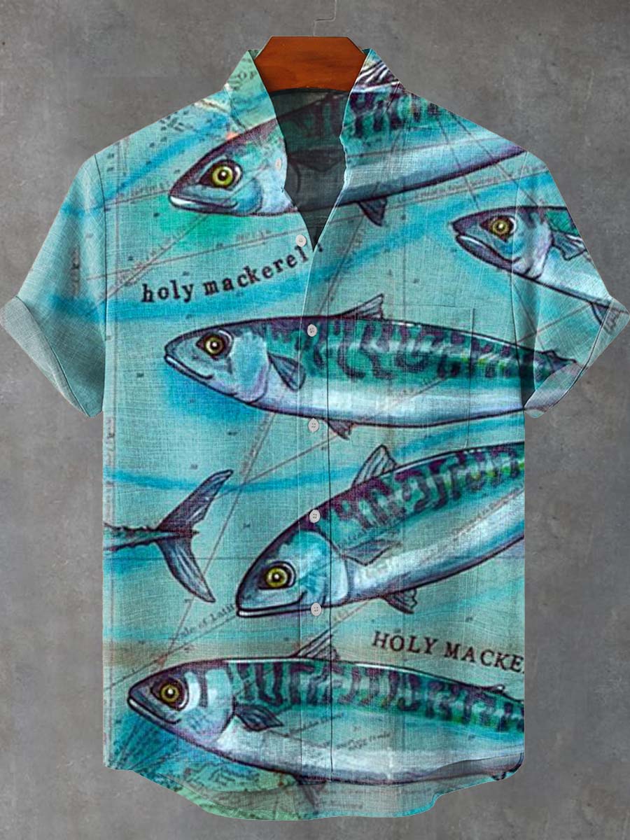 Ocean Sardines Print Casual Shirt