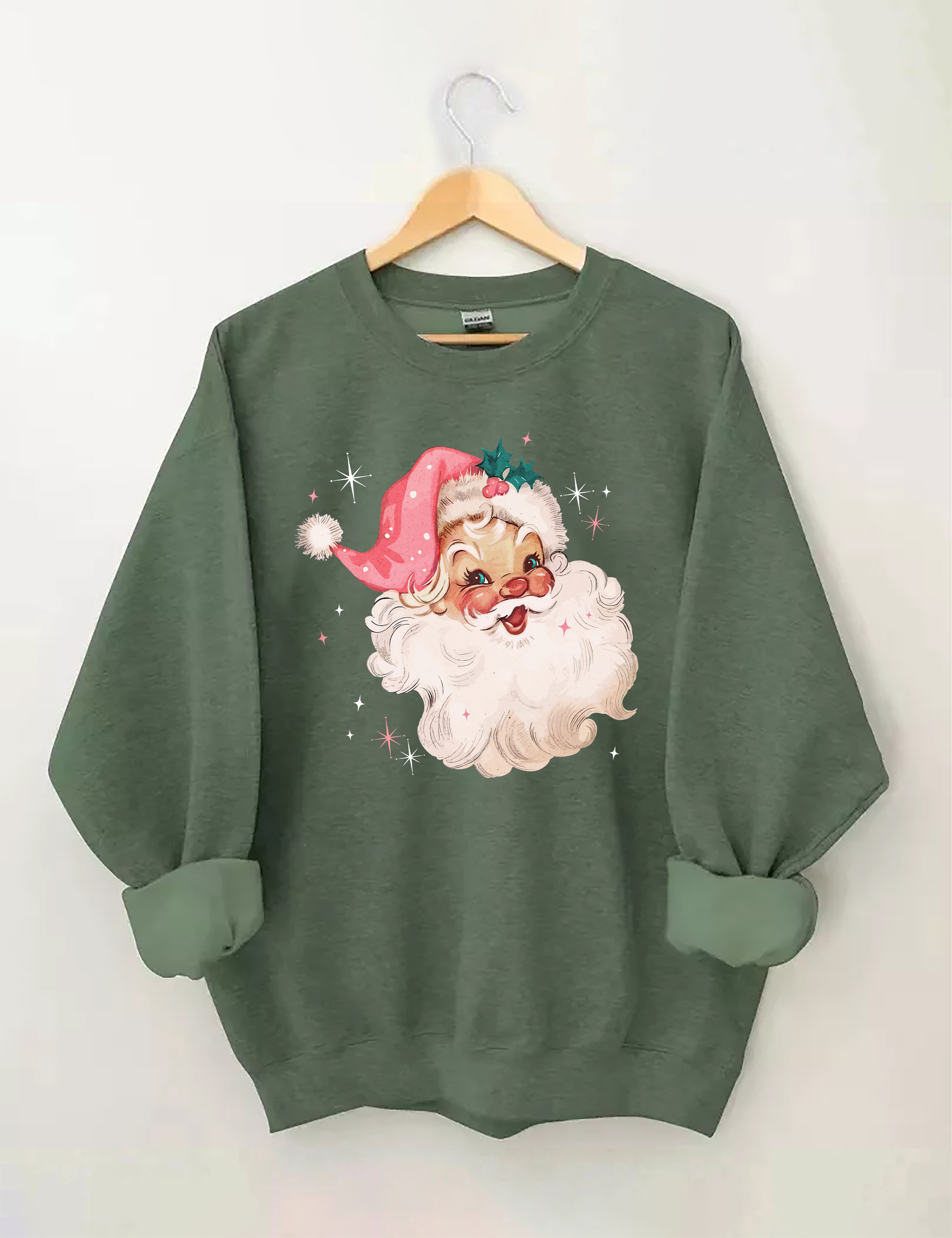 Retro Pink Santa Christmas Sweatshirt