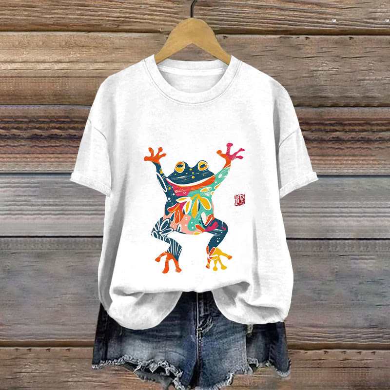 Cotton Cute Frog Print T-shirt