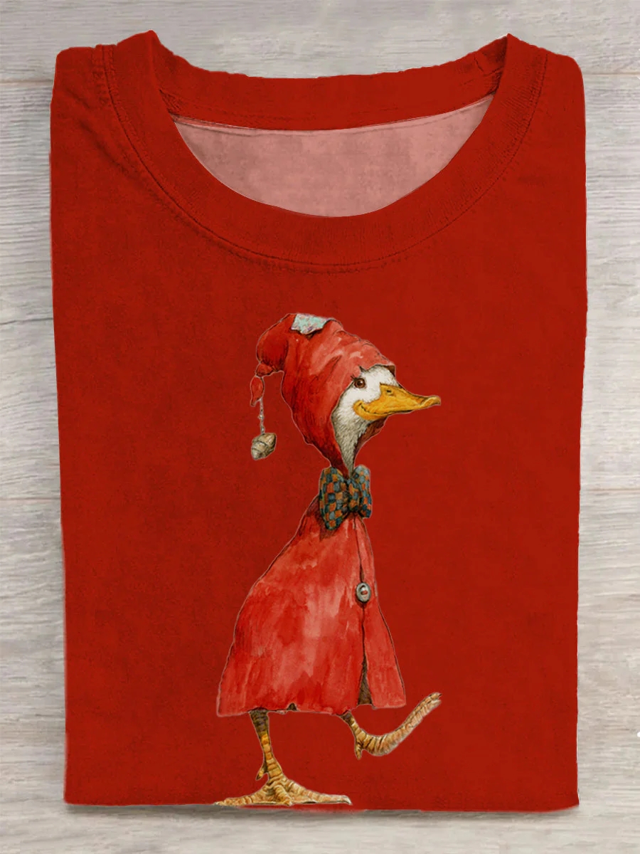 Cute Duck Art Print Casual T-Shirt