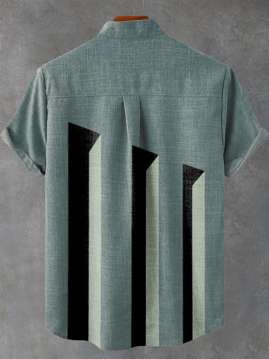 Vintage Solid Geometry Print Casual Shirt