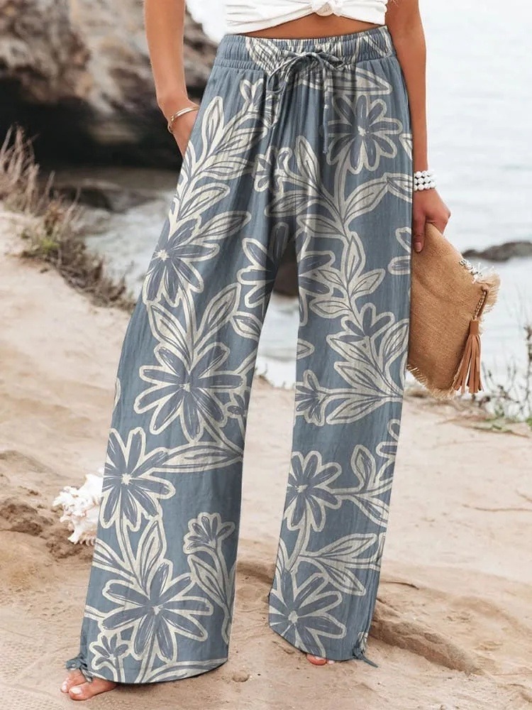 Women's Retro Floral Printed Casual Pants
