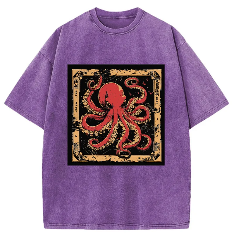 Retro Octopus Washed T-Shirt