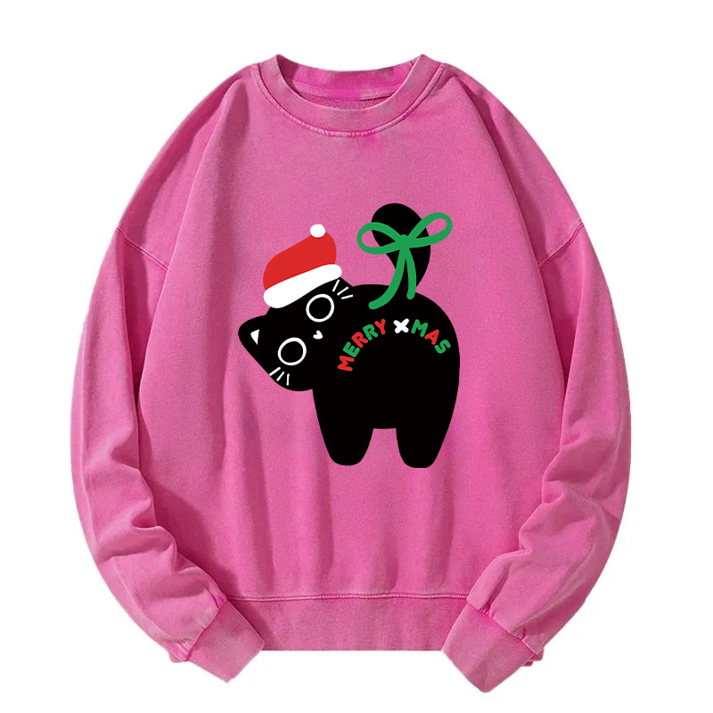 Funny Merry Xmas Cat Washed Sweatshirt