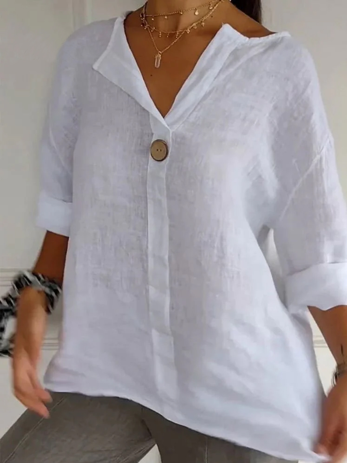 Women's Casual Cotton Linen Shirt